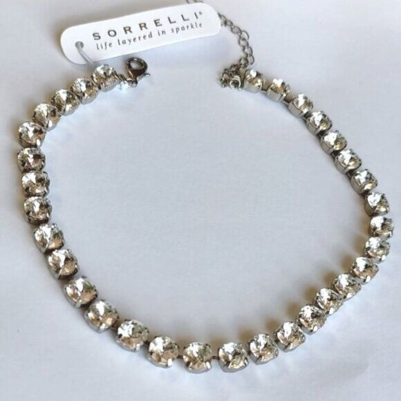 Sorrelli Mara Crystal Statement Necklace Silver Tone Party Bling Prom Cocktail - Picture 4 of 8